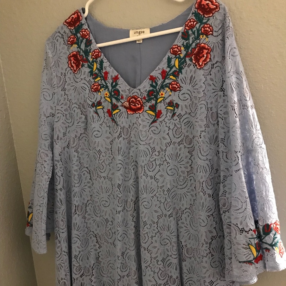 Blue lace summer dress